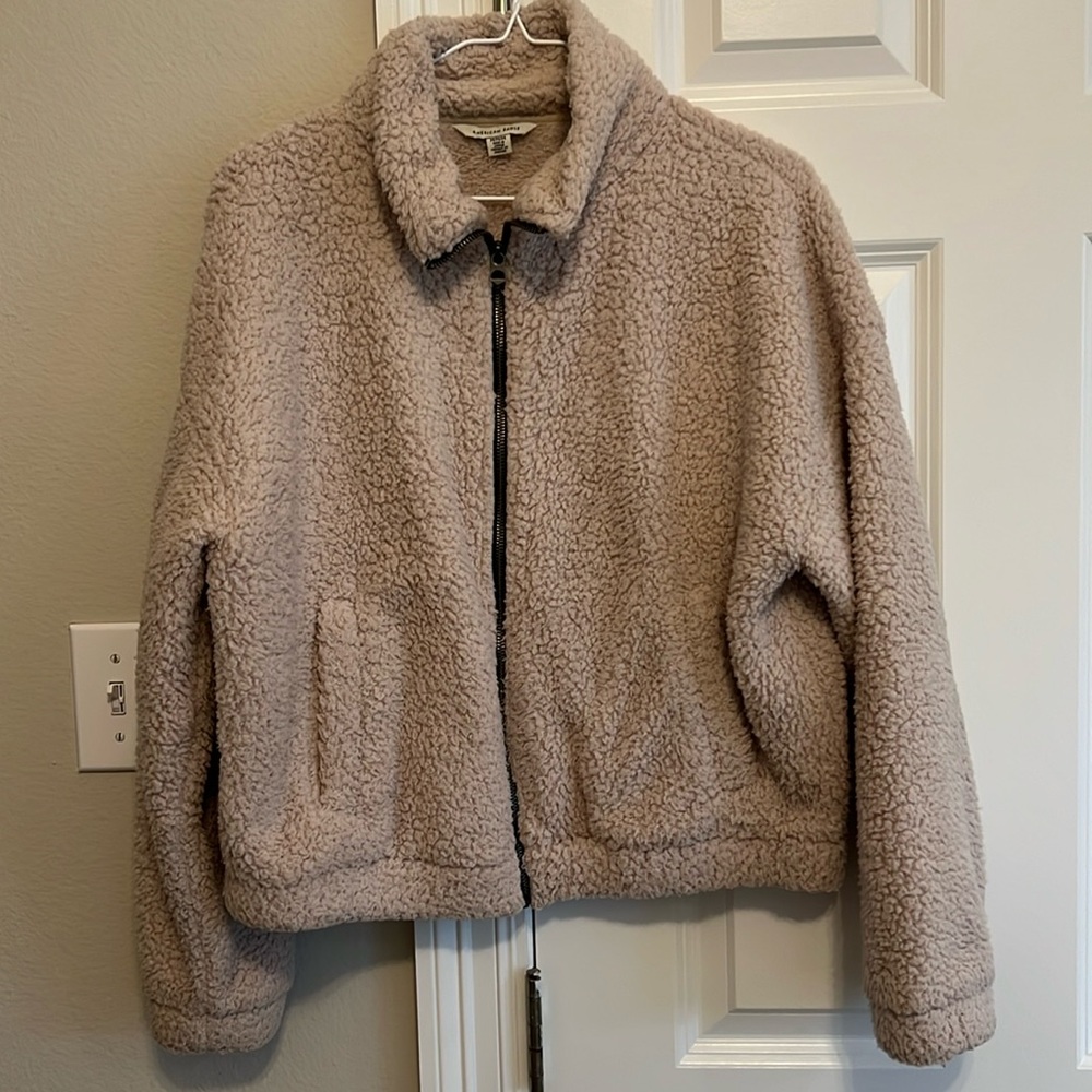 american eagle fuzzy full zip jacket